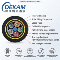 Kabel Serat Optik DEKAM 48Core ADSS Single Mode Loose Tube dengan Kekuatan FRP dan Jaket Luar HDPE untuk FTTX Overhead Backbone
