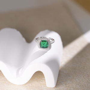 Ruizuan Women's Vintage Sterling <b>Silver</b> Lab Grown <b>Emerald</b> Prong Setting Rhodium Plated <b>Rings</b> Third Party Appraised Guangdong - Product Image 5