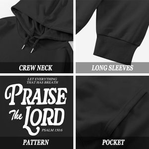 FOXA Sweat à capuche chrétien pour garçons, imprimé Praise The Lord Psalm 150:6, sweat-shirt unisexe en coton avec poche - Product Image 5