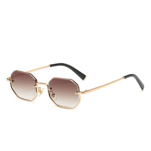 Custom Logo 2026 Fashion Retro Polygon Gradient Shades Glasses UV400 Metal Half Frame Square Sunglasses for <b>Men</b> Women - Product Image 2