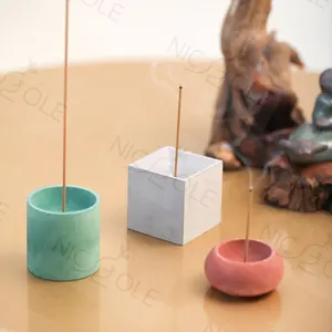 Nicole Custom Concrete Cement Incense Stick Base Molds Geometric Shape Incense holder Silicone Mould Hand Drill Set