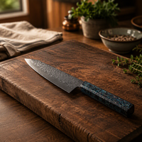Couteau de chef VG10 KitchenBliss, manche en bois de guibourtia rouge et laque, couteau Damas, couteau japonais Kiritsuke