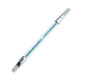 Lot de 3 pinceaux à ongles en silicone avec manche en strass bleus, pour détails et nail art, pour la conception de vernis gel - Product Image 4