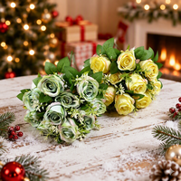 Bouquet de roses artificielles européennes modernes avec 10 têtes en soie - Décoration florale élégante pour mariage et maison