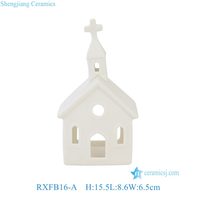 Série RXFB16 – Maisons de Noël en céramique blanche en gros, style nordique, porte-bougies chauffe-plat