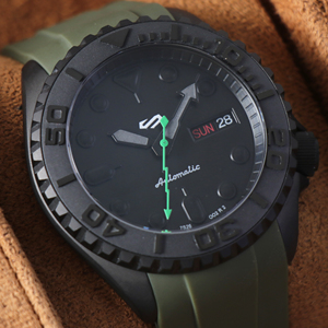 Montre mécanique NH35 avec logo personnalisé, 42mm, noire, SKX009, pour hommes, mouvement automatique de luxe, cadran NH36, étanche, cristal saphir - Product Image 2