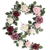 Guirlande de fleurs artificielles en mousse de rotin bordeaux de haute qualité de 1,5 m pour arche de cérémonie de mariage et centres de table réutilisables
