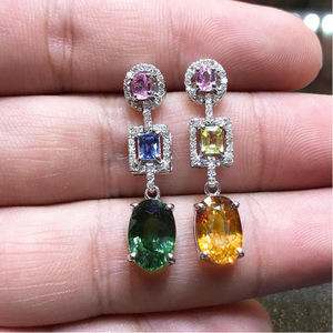 Pendientes Colgantes Ovalados Coloridos para Mujer, Elegantes y Brillantes, Joyería de Moda - Product Image 1