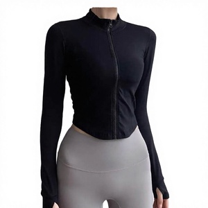 Haut de sport pour femme à manches longues, moulant, sexy, pour fitness, course à pied, yoga, respirant, imprimé, en Spandex/Nylon, col montant - Product Image 3