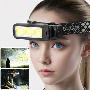 Lampe frontale rechargeable 1200mAh 180 ° Rotation aimant travail tête torche LED rouge jaune lumière COB pêche voiture réparation phare de travail - Product Image 4