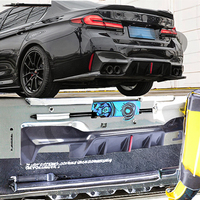 Diffuseur arrière en fibre de carbone avec feux LED pour BMW Série 5 F90/M5 2017-2023, kit carrosserie avec lèvre de pare-chocs arrière en fibre de carbone