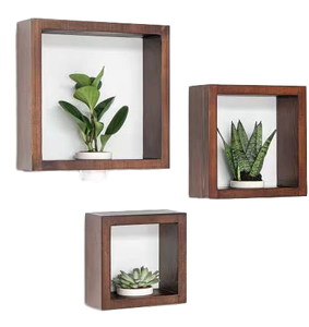 सफेद सिरेमिक प्लांटर्स के साथ <span class=keywords><strong>3</strong></span> पीसी ठोस पाइन लकड़ी की दीवार शेल्फ सेट. घर के लिए आधुनिक हस्तनिर्मित सजावट - Product Image 1