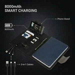 Trending New Product Ideas Education Christmas Business Customized <b>A5</b> PU Leather Power Bank <b>Notebooks</b> With LED LOGO A-006 Custom - Product Image 2