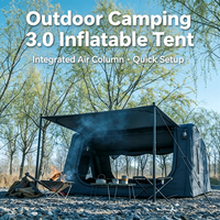 Tente de camping gonflable Oxford 3000 mm+ imperméable, coupe-vent, 4 saisons, respirante, installation rapide, abri portable à base hexagonale 1-2 personnes