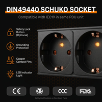 Barre d'alimentation DIN49440 Schuko 16A avec protection contre les surtensions et disjoncteur pour rack informatique, norme allemande