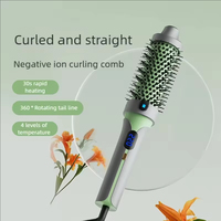 Sikat Pelurus Rambut Profesional 2-in-1 PTC Berpemanas dengan Ion Negatif untuk Penggunaan di Rumah dan Salon, Pencatok Rambut Termal dengan Layar Digital