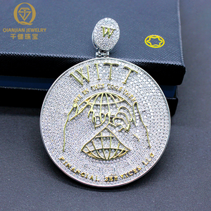 Pendente di Lusso Personalizzato da Uomo <span class=keywords><strong>con</strong></span> Moissanite D VVS, Collana in Argento Sterling 925, <span class=keywords><strong>Ciondolo</strong></span> Hiphop <span class=keywords><strong>con</strong></span> Lettera del <span class=keywords><strong>Nome</strong></span> Iced Out e Certificato GRA - Product Image 2