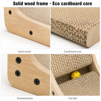 Griffoir mural pour chat EUR VET Luxury Wood en forme de L, à 2 niveaux, résistant à l'usure et anti-chute de poils