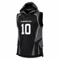 Maillot d'entraînement de basketball à capuche style superposition, silhouette futuriste, personnalisé, pour le sport et le streetwear