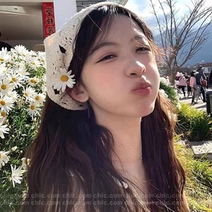 Foulard Triangolare in Stile Francese Retrò Lavorato a Maglia <span class=keywords><strong>per</strong></span> Ragazze, Bandana Floreale <span class=keywords><strong>per</strong></span> Capelli, Sciarpa Triangolare da Donna - Product Image 2