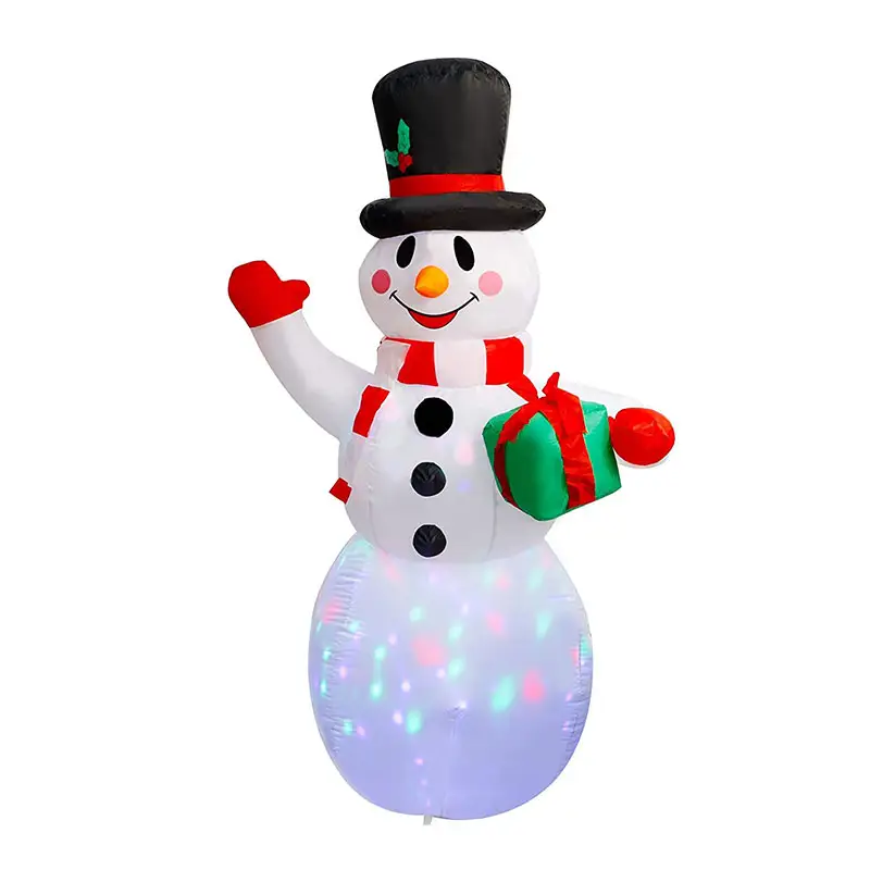 4 FT Inflatable Lighted Snowman with Rotating Projection Lamp Christmas Yard Decorations outdoor