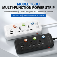 Stop Kontak 3 Lubang Universal Multi Plug Socket 2 USB Type-C PD Saklar Independen Kabel Khusus Panel Distribusi Daya