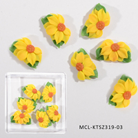 6 pièces Kawai jaune série à la main Nail Art 5D tournesol acrylique à la main fleur breloques 3D Design ongles acrylique fleur