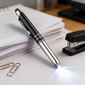 SY211 Penna Stylus con Luce LED all'Ingrosso, Penna a Sfera Promozionale in Metallo con Logo Personalizzato e Torcia - Product Image 6