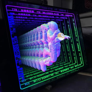 3D Logo Infinity Mirror Astronaut LED Sign UV <b>Print</b> Pattern Glass Home Hotels <b>Offices</b> Custom Multi Color Wall Mount Advertising - Product Image 1