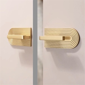 Golden Zinc Alloy Modern Minimalist High-End Light Luxury French Cabinet Door <b>Handle</b> Pair for Wardrobe Dresser <b>Drawer</b> Shoe - Product Image 1