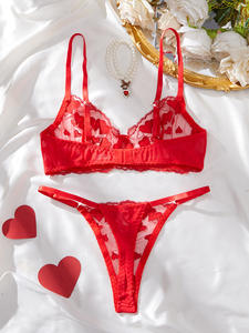 ชุดชั้นในวาเลนไทน์เซ็กซี่ข้ามพรมแดนปี 2025: ชุดชั้นในลูกไม้ปักลายหัวใจแบบมีโครงดันทรง - Product Image 3