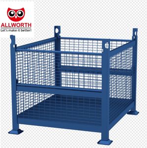 <strong>Foldable</strong> for Easy Storage <strong>Stackable</strong> Wire <strong>Mesh</strong> <strong>Containers</strong> Metal Cage <strong>Container</strong> for Warehouse - Product Image 5