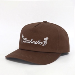 Gorras de Béisbol Personalizadas con Logotipo Bordado, de Algodón Marrón Transpirable, Ajustables, Casuales de Playa, de 5 Paneles con Cierre a Presión para Hombre, Buena Venta - Product Image 1