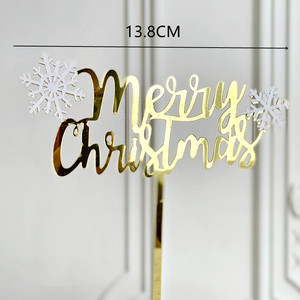 ฮันนี่ แอนด์ สวีทเนส เมอร์รี่คริสต์มาส อะคริลิคเค้กท็อปเปอร์ ตกแต่งเกล็ดหิมะ สีแดง ทอง ขาว 278 - Product Image 3