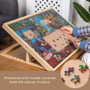 Rompecabezas de madera <span class=keywords><strong>para</strong></span> <span class=keywords><strong>adultos</strong></span> Juego de mesa 3000 piezas Mesas de rompecabezas con cubierta y estante - Product Image 6