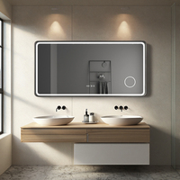 Vente en gros de miroir de désembuage mural avec interrupteur tactile à lumière LED, miroir intelligent pour salle de bain, personnalisation