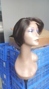 Chất Lượng Cao Full Cuticle Màu Đen Tự Nhiên 4*4 Ren Phía Trước 180% Mật Độ Một Phần Ngắn Bob Wig - Product Image 3