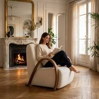 Goldener Teakholz Öko-Freundlicher Moderner Einzelsessel Designer-Freizeitstuhl für Villa, Wohnzimmer, Hotel & Krankenhaus