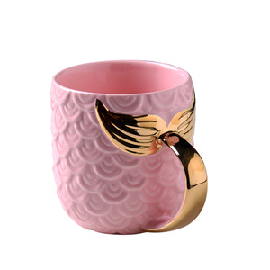 แก้วกาแฟเซรามิกรูป<span class=keywords><strong>นาง</strong></span><span class=keywords><strong>เงือก</strong></span>สำหรับ3D Newrest หูจับหางทองมีธีมมหาสมุทร - Product Image 5