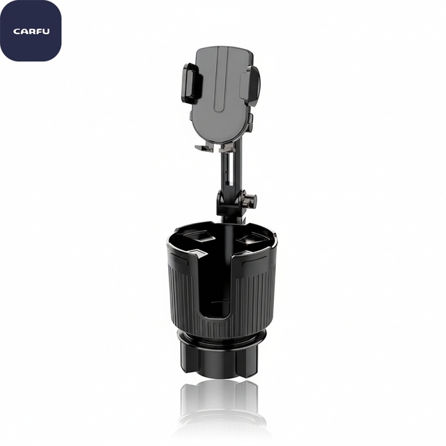 2-in-1 360 Degree Adjustable Car Phone Holder Center Stack Cup Holder Auto Interior Accessory for Bottle Beverages