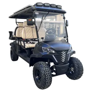 Shining brand intelligent 6 seat matte black golf car factory price for the sale of electric solar golf cart