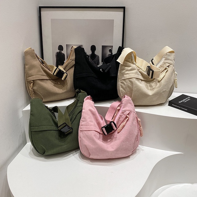 Ladies Large Capacity Corduroy Crossbody Bags Fashionable New Style Corduroy Minimalist Shoulder Messenger Bag for Women