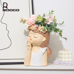 Rooogo Vente Chaude Pot de Fleurs en Résine Vert Fée pour Jardinières Succulentes Ornement Décoratif de Bureau Personnalisable pour la Maison - Product Image 3