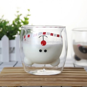 Venda quente 300ml Parede Dupla Vidro Bonito Copo De Água Café Suco Bebida Urso Gato Caneca - Product Image 6