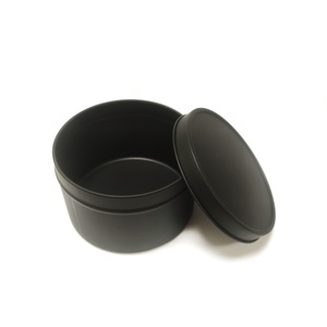 Boîtes à bougies en métal rondes noires personnalisées, contenants pour bougies de 4 à 8 oz, petites boîtes à bougies vides - Product Image 1