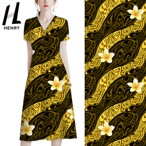 Henry 100% tela de poliéster Hawaiano Vintage polinesio Tribal impreso telas suave transpirable vestido <span class=keywords><strong>Material</strong></span> - Product Image 3