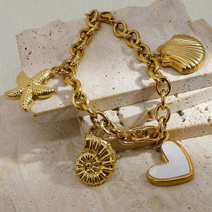 Fashion Charm <b>Bracelet</b> Gold Plated <b>Shell</b> Starfish Heart Pendant Summer Jewelry for Women - Product Image 3