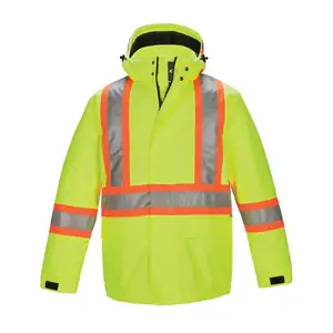 Fabrika kaynağı Hi Vis X geri yansıtıcı güvenlik su geçirmez kış yalıtımlı inşaat işçileri ceket