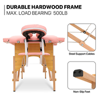 Table de massage facial professionnelle pliable et portable pour salon de beauté, réglable, en bois rose, pour spa et extensions de cils