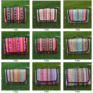 Colorful Mexican Stripes Flowers Minority Style Camping Beach Waterproof Rug Portable Outdoor Extra <b>Large</b> Picnic Blanket - Product Image 2